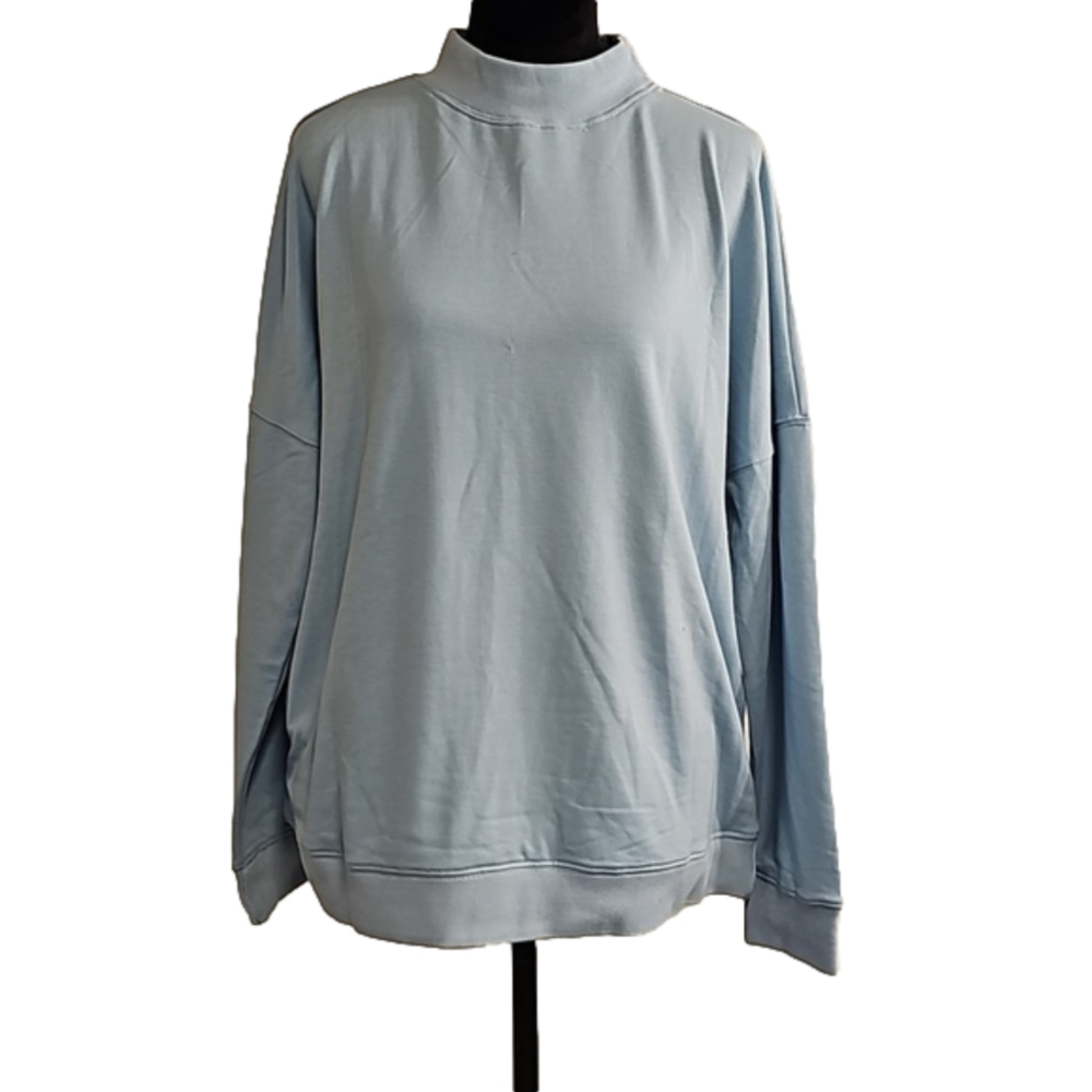 CASUAL long sleeve light blue sweatshirt with mock turtleneck size xl NWOT